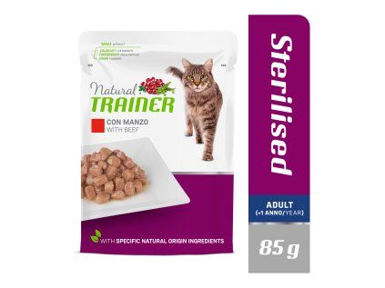 Kapsička Natural Trainer Cat STERILISED hovězí 85 g