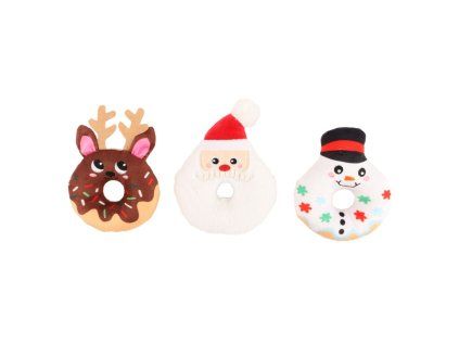 Huhubamboo plyšová hračka pro psy vánoční donut mix designů 15cm
