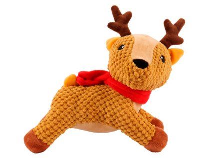Huhubamboo vánoční sob s červenou šálou 24 cm